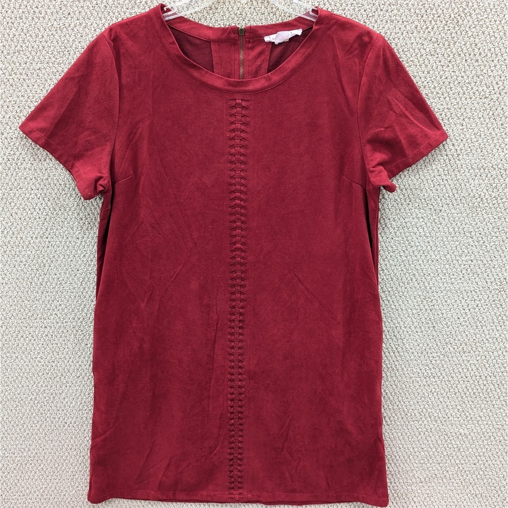 Loveriche Faux Suede Mini Dress Size Medium Brick Red Western Cowgirl Retro